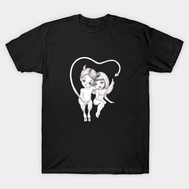 Little devil in love with cute angel T-Shirt by mapetitepoupee